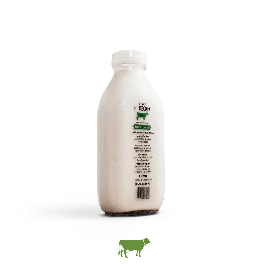 Leche Entera Artesanal de Finca El Recreo. Botella de Vidrio - OFERTA ESPECIAL !!